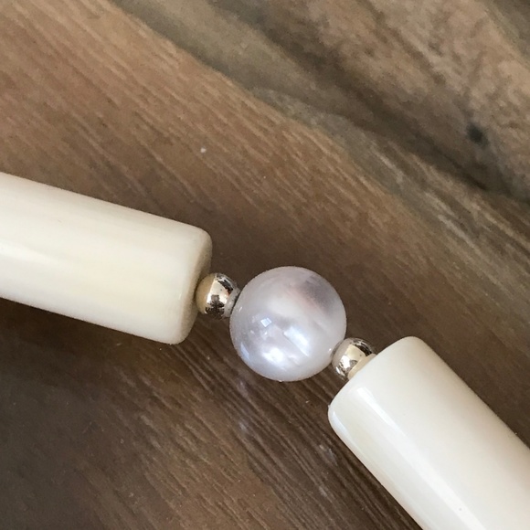 Vintage Ivory Bakelite MOP Pearl Bib Necklace Rare - Picture 7 of 7